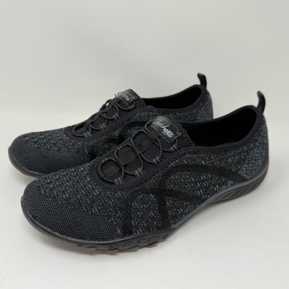 Skechers Breathe Easy Slip Ons Relaxed Fit Womens Sz 7 1/2 Black Sporty - Picture 7 of 16